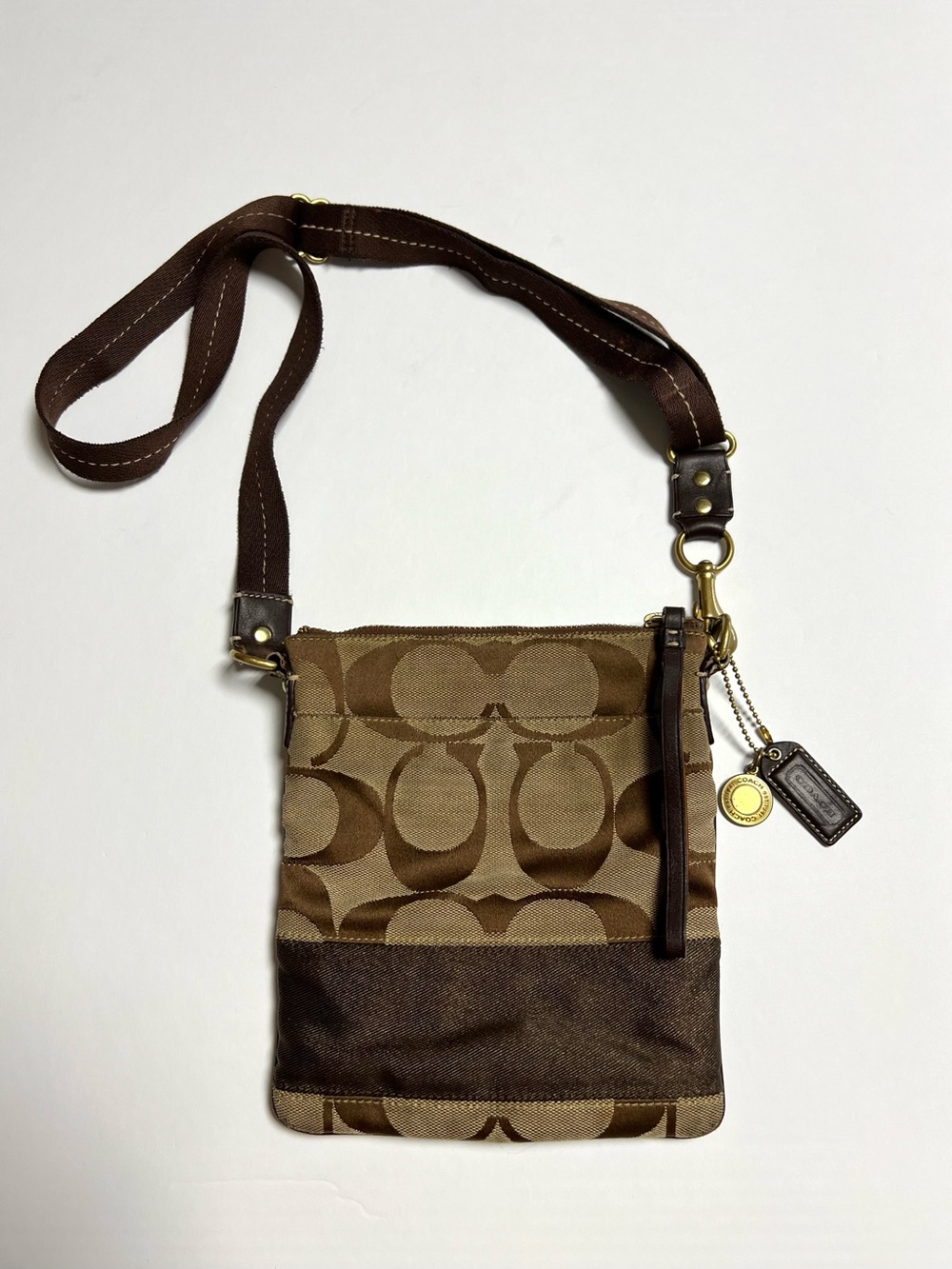 Coach Y2K Legacy Signature Canvas Leather Trim Messenger Crossbody Bag